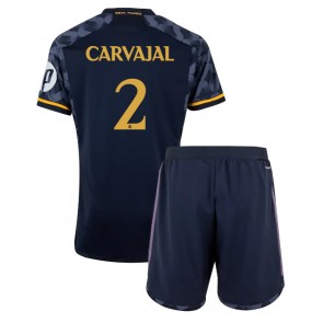 Real Madrid Daniel Carvajal #2 Bortaställ Barn 2023-24 Kortärmad (+ Korta byxor)